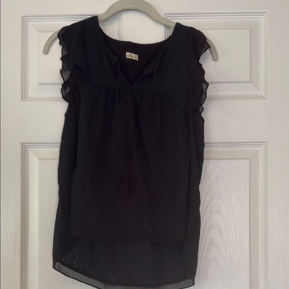 Hollister Black Ruffled Blouse